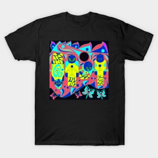 alien brick toy in soccer board pattern ecopop T-Shirt